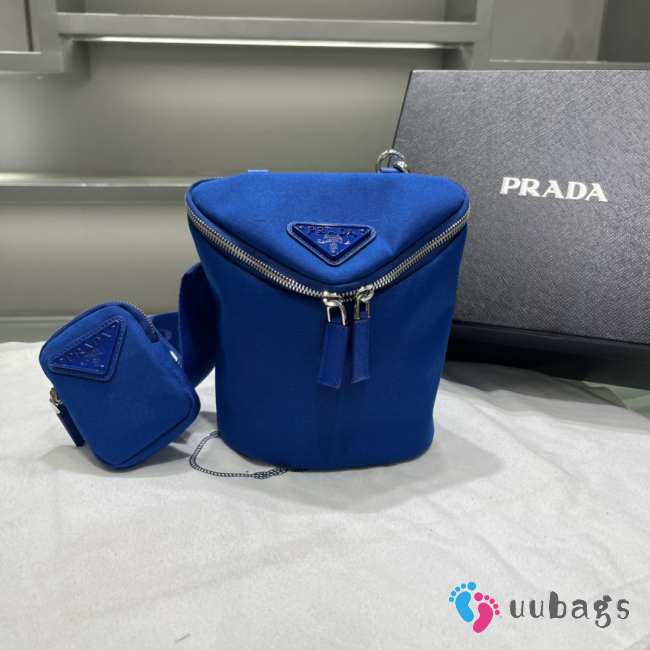 Uubags Prada Blue Canvas Triangle Logo Crossbody Bag 21x15x15cm - 1