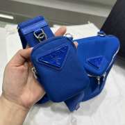 Uubags Prada Blue Canvas Triangle Logo Crossbody Bag 21x15x15cm - 5