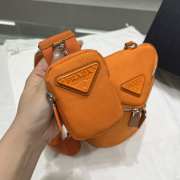 Uubags Prada Orange Canvas Triangle Logo Crossbody Bag 21x15x15cm - 4