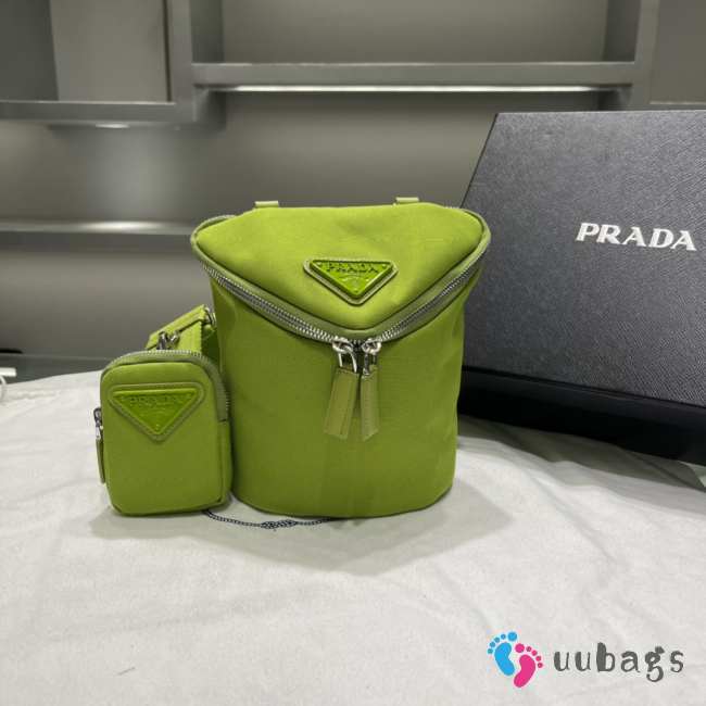 Uubags Prada Green Canvas Triangle Logo Crossbody Bag 21x15x15cm - 1