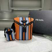 Uubags Prada Orange/ Blue/ White Canvas Triangle Logo Crossbody Bag 21x15x15cm - 1