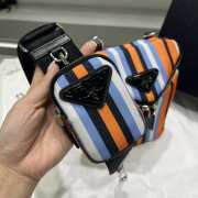 Uubags Prada Orange/ Blue/ White Canvas Triangle Logo Crossbody Bag 21x15x15cm - 6