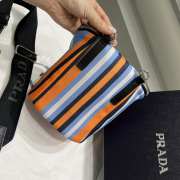 Uubags Prada Orange/ Blue/ White Canvas Triangle Logo Crossbody Bag 21x15x15cm - 2