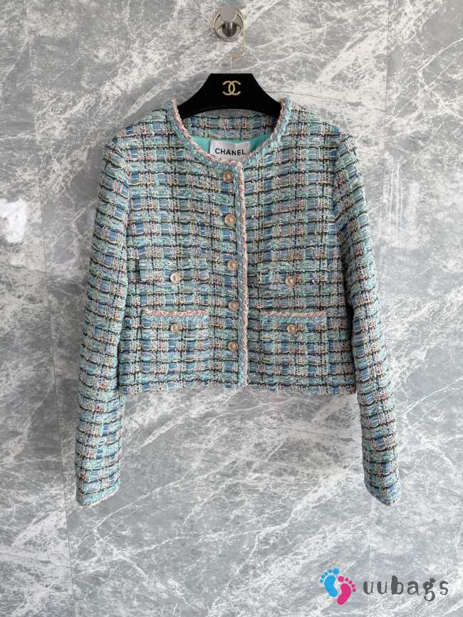 Uubags Chanel tweed jacket in blue - 1