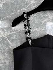 Uubags Chanel Top Wool Crepe Embroided with Imitation Pearls Black & White - 5