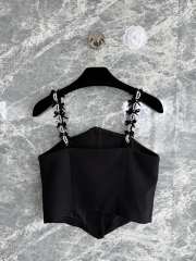 Uubags Chanel Top Wool Crepe Embroided with Imitation Pearls Black & White - 4