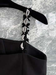 Uubags Chanel Top Wool Crepe Embroided with Imitation Pearls Black & White - 3