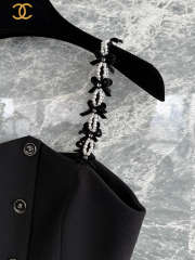 Uubags Chanel Top Wool Crepe Embroided with Imitation Pearls Black & White - 2