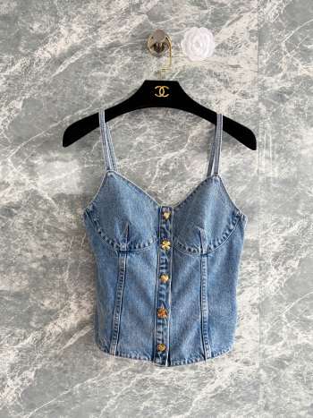 Uubags Chanel Top Washed Out Denim In Blue