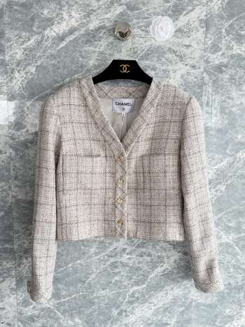 Uubags Chanel Jacket Wool & Cotton Tweed In Gray, Black & Gold