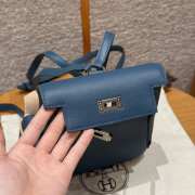 Uubags Hermes mini Kelly Jump backpack in blue swift leather with silver hardware 18x14.5x6cm - 4