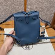 Uubags Hermes mini Kelly Jump backpack in blue swift leather with silver hardware 18x14.5x6cm - 3