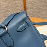 Uubags Hermes mini Kelly Jump backpack in blue swift leather with silver hardware 18x14.5x6cm - 2