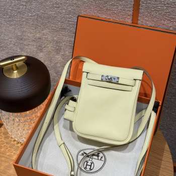 Uubags Hermes mini Kelly Jump backpack in light yellow swift leather with silver hardware 18x14.5x6cm