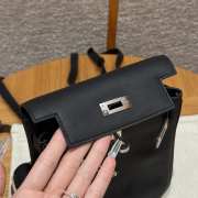 Uubags Hermes mini Kelly Jump backpack in black swift leather with silver hardware 18x14.5x6cm - 4