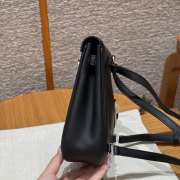Uubags Hermes mini Kelly Jump backpack in black swift leather with silver hardware 18x14.5x6cm - 3