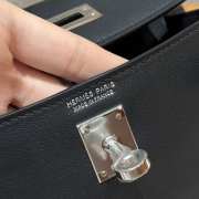 Uubags Hermes mini Kelly Jump backpack in black swift leather with silver hardware 18x14.5x6cm - 2