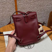 Uubags Hermes mini Kelly Jump backpack in burgundy swift leather with silver hardware 18x14.5x6cm - 6
