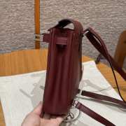 Uubags Hermes mini Kelly Jump backpack in burgundy swift leather with silver hardware 18x14.5x6cm - 4