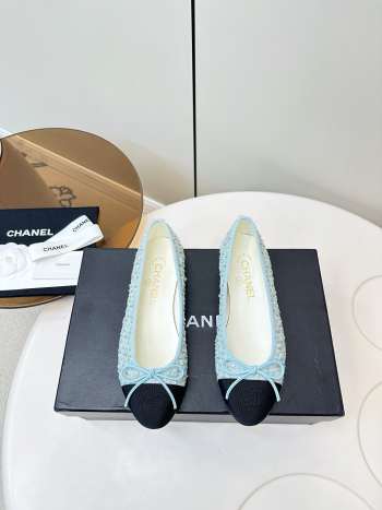 Uubags Chanel Ballet Flats Sequins & Grosgrain In Light Blue & Black