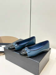 Uubags Chanel Ballet Flats Patent Calfskin In Navy Blue & Black - 6