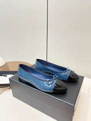 Uubags Chanel Ballet Flats Patent Calfskin In Navy Blue & Black - 5