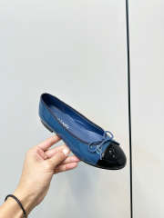 Uubags Chanel Ballet Flats Patent Calfskin In Navy Blue & Black - 2
