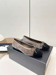 Uubags Chanel Ballet Flats Velvet In Grey & Black - 6