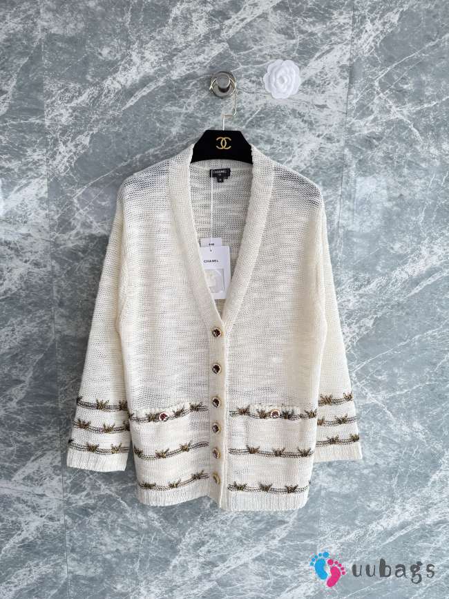 Uubags Camellia Chanel Cardigan In Ivory - 1