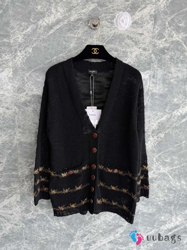 Uubags Camellia Chanel Cardigan In Black - 1