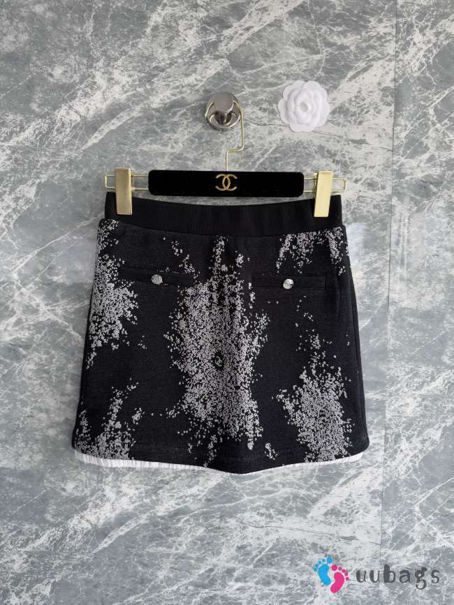 Uubags Chanel Skirt Cotton In Black, White & Gold - 1