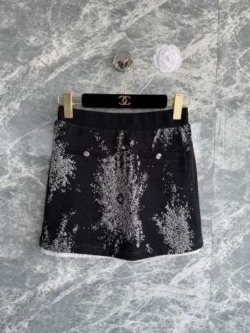 Uubags Chanel Skirt Cotton In Black, White & Gold
