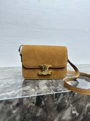 Uubags Celine Teen Triomphe Bag In Nubuck Calfskin Tan 18.5x13.5x7cm - 1