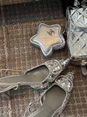 Uubags Valentino Garavani Vlogo 80 embellished leather slingback pumps in silver 9cm - 5