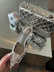 Uubags Valentino Garavani Vlogo 80 embellished leather slingback pumps in silver 9cm - 4