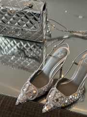 Uubags Valentino Garavani Vlogo 80 embellished leather slingback pumps in silver 9cm - 2