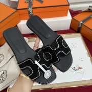 Uubags Hermes Oran sandals black leather sole - 6