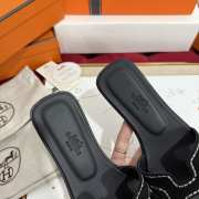 Uubags Hermes Oran sandals black leather sole - 5