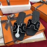 Uubags Hermes Oran sandals black leather sole - 3