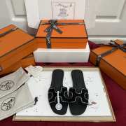 Uubags Hermes Oran sandals black leather sole - 2