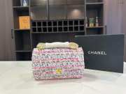 Uubags Chanel Tweed Quilted Medium Rectangular Flap Ecru Pink Blue White Bag 25cm - 1