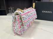 Uubags Chanel Tweed Quilted Medium Rectangular Flap Ecru Pink Blue White Bag 25cm - 4