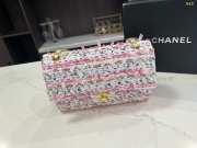 Uubags Chanel Tweed Quilted Medium Rectangular Flap Ecru Pink Blue White Bag 25cm - 3