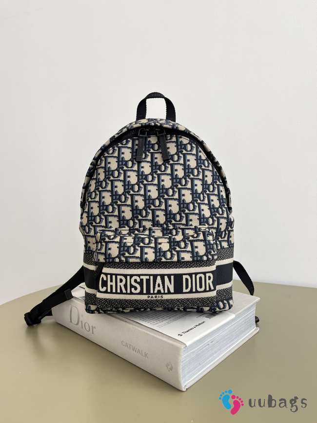 Uubags Dior Travel Backpack Blue Dior Oblique Jacquard 21.5x13x31.5cm - 1
