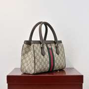 Uubags Gucci Ophidia small tote bag beige and dark brown GG monogram coated fabric 25.5x18x10.5cm - 6