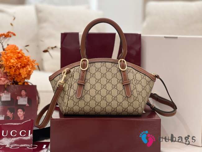 Uubags Gucci GG Emblem small top handle bag green and red Web cotton lining 31x17x12cm - 1