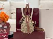 Uubags Gucci GG Emblem small top handle bag green and red Web cotton lining 31x17x12cm - 6