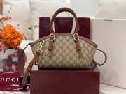 Uubags Gucci GG Emblem small top handle bag green and red Web cotton lining 31x17x12cm - 2