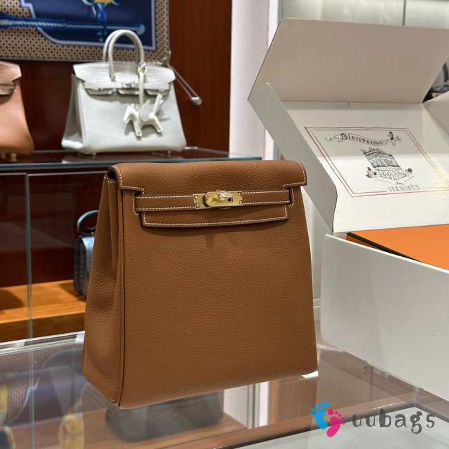Uubags Hermes Kelly Ado PM Rucksack Backpack In Tan 22cm - 1