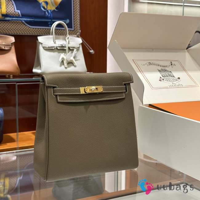 Uubags Hermes Kelly Ado PM Rucksack Backpack In Grey 22cm - 1